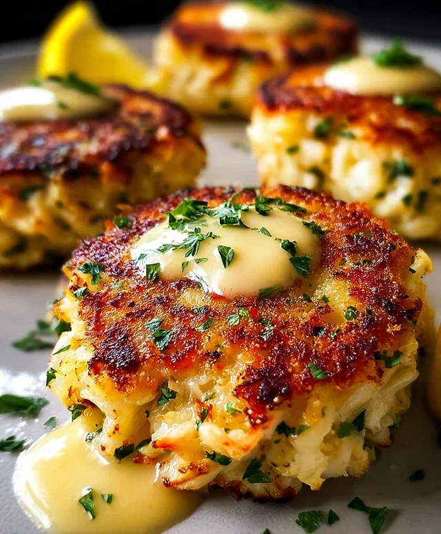 Cheddar Bay Crab Cakes with Lemon Butter Drizzle