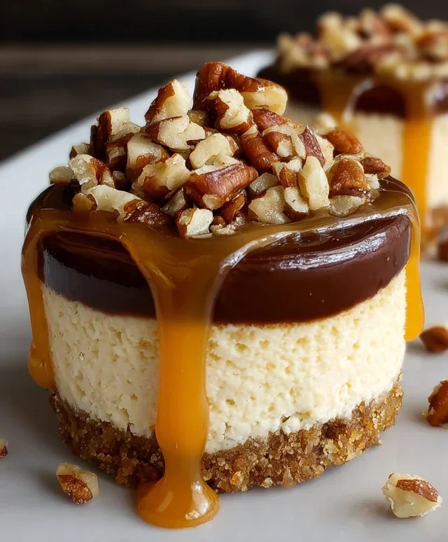 No Bake Turtle Mini Cheesecakes