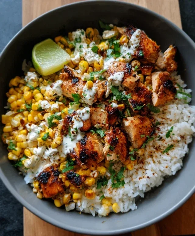Street Corn Chicken Rice Bowl