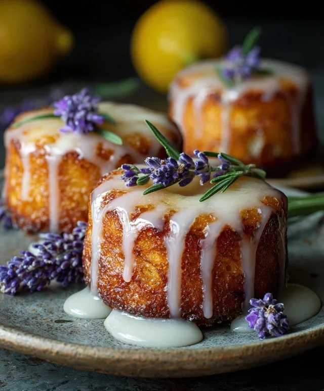 Mini Lemon Cakes With Lavender Glaze