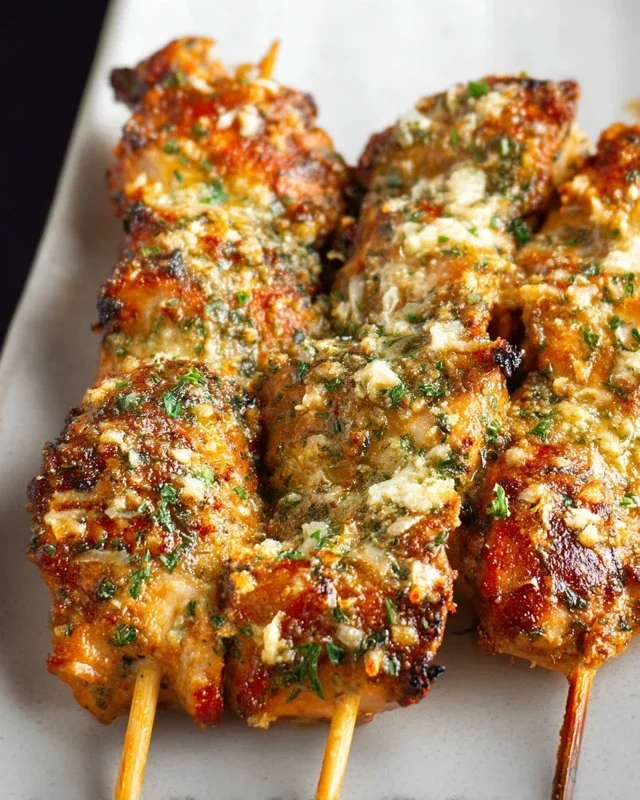Garlic Parmesan Chicken Skewers