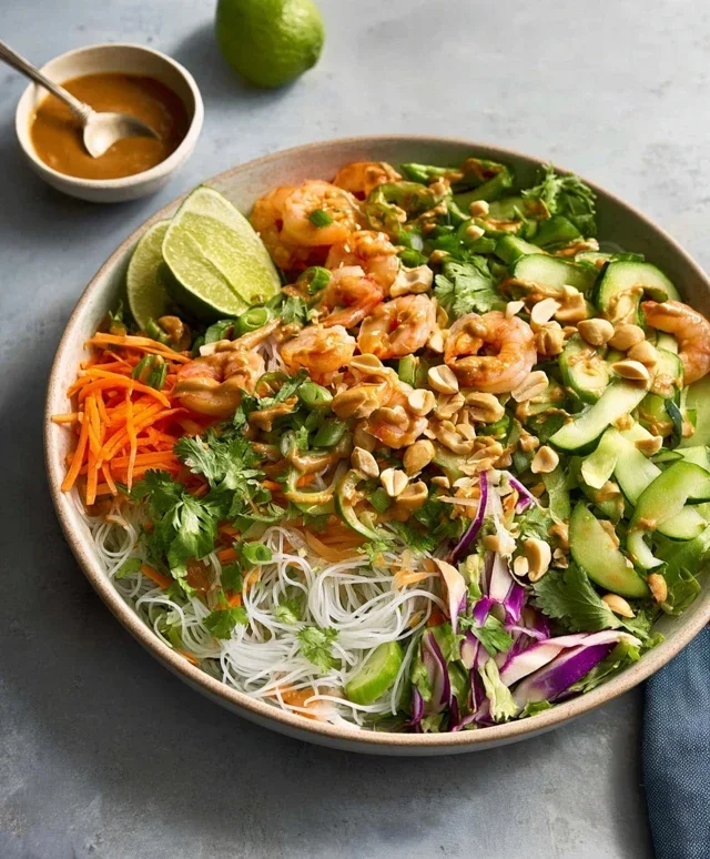 Spring Roll Salad with Peanut Dressing, gluten-free