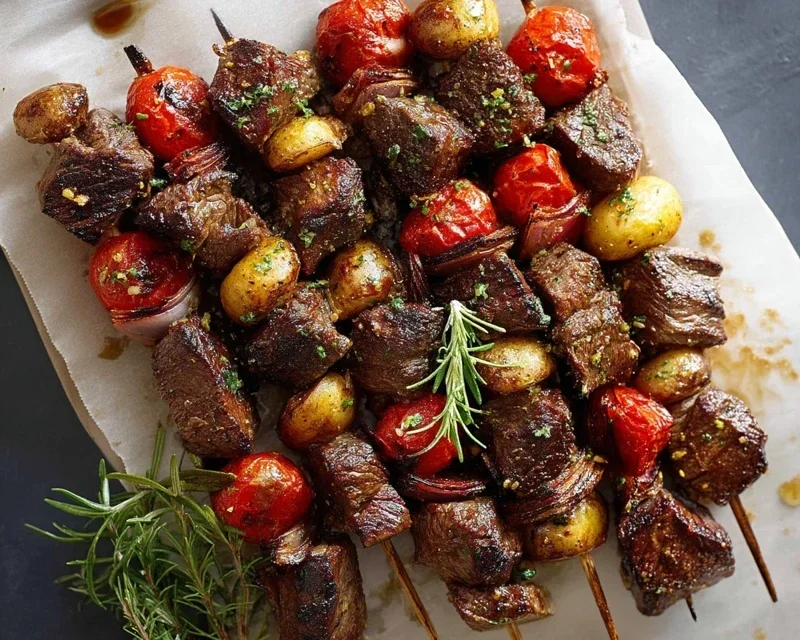 Rosemary Garlic Steak Kebabs