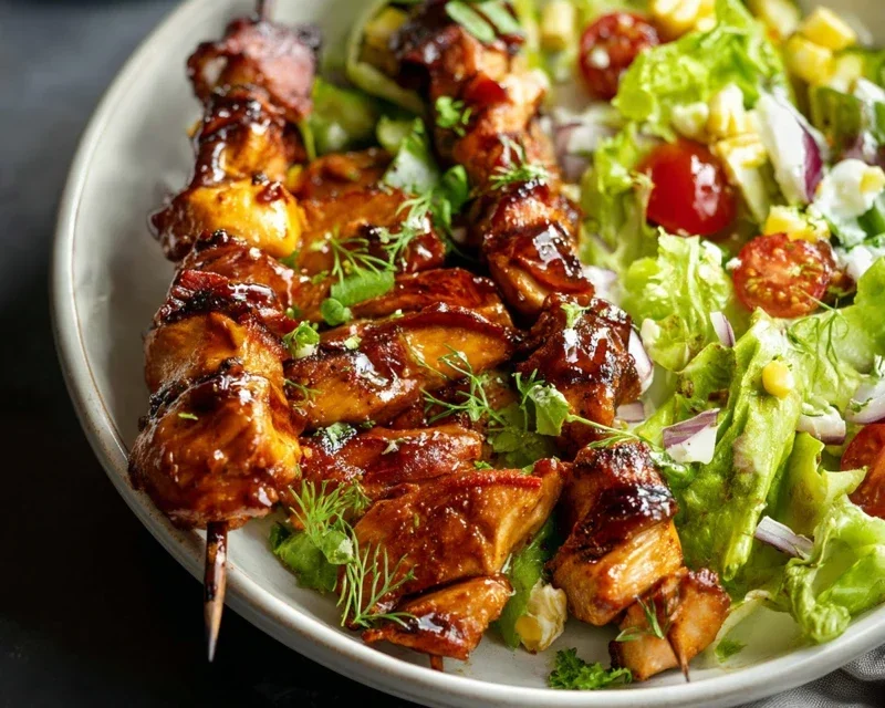 BBQ Chicken Skewer Salad