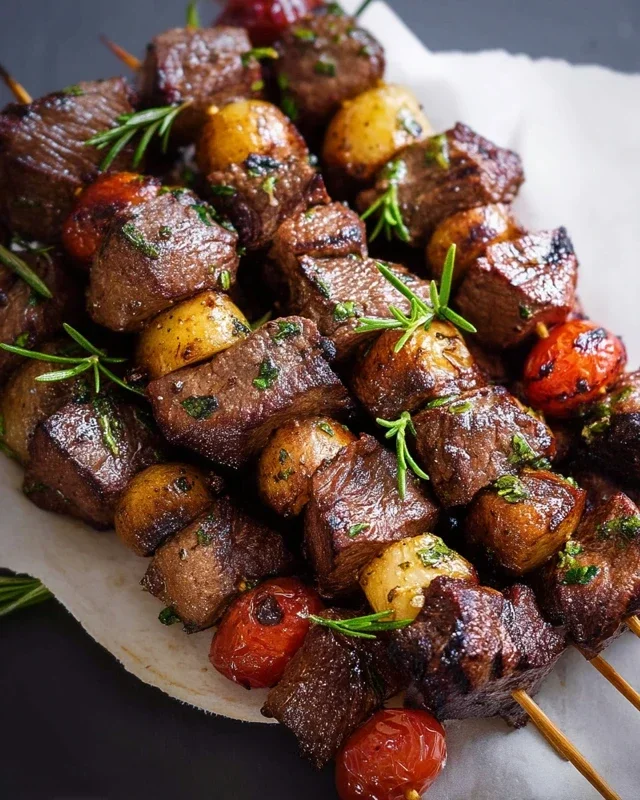 Rosemary Garlic Steak Kebabs