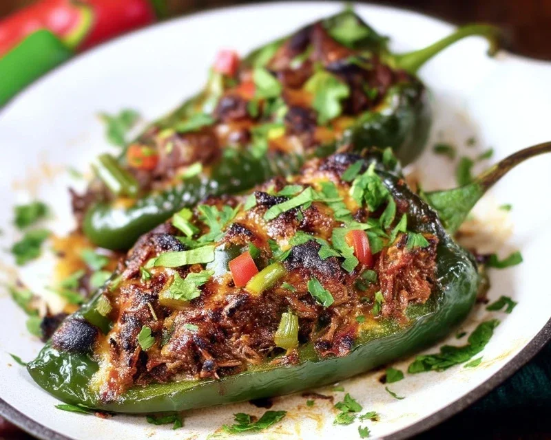 Brisket Stuffed Poblano Peppers