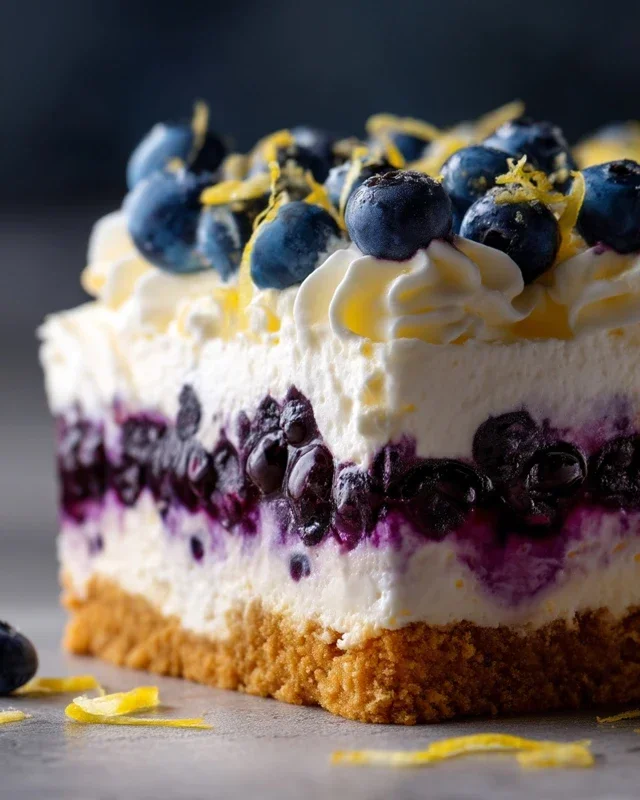 No-Bake Lemon dazzling Blueberry cream Cake