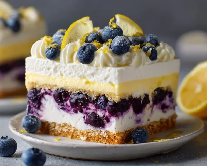 No-Bake Lemon dazzling Blueberry cream Cake