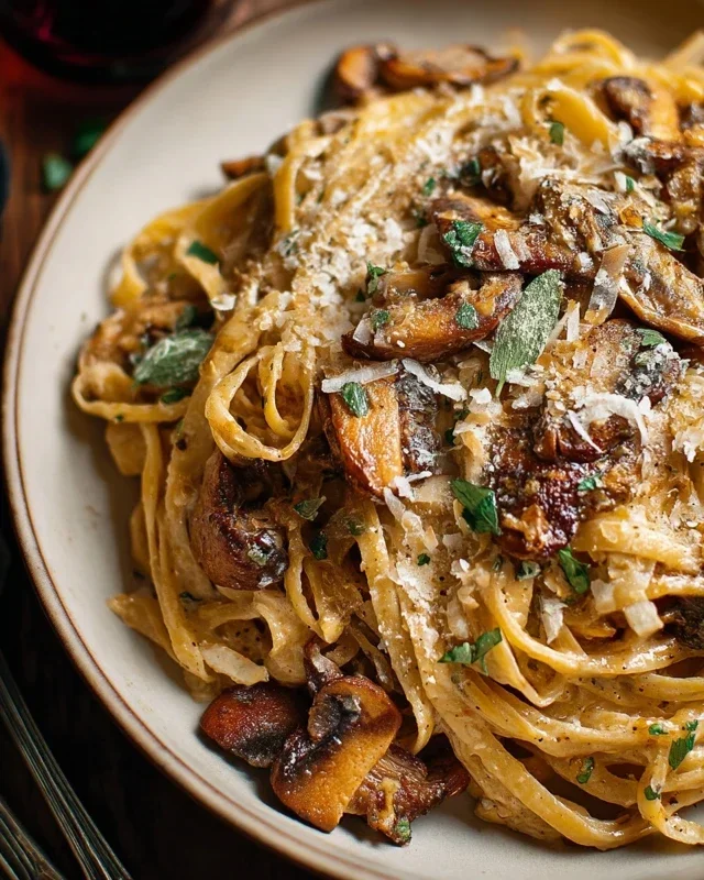 Caramelized Leek and Mushroom Gruyere Pasta