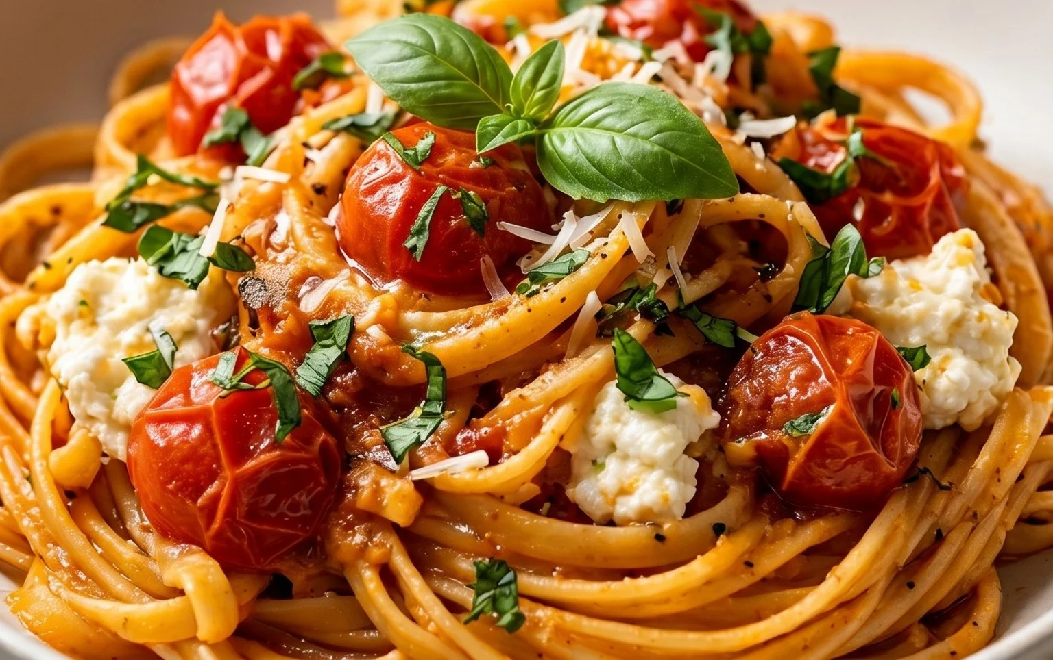 Roasted Tomato and Garlic Ricotta Pasta
