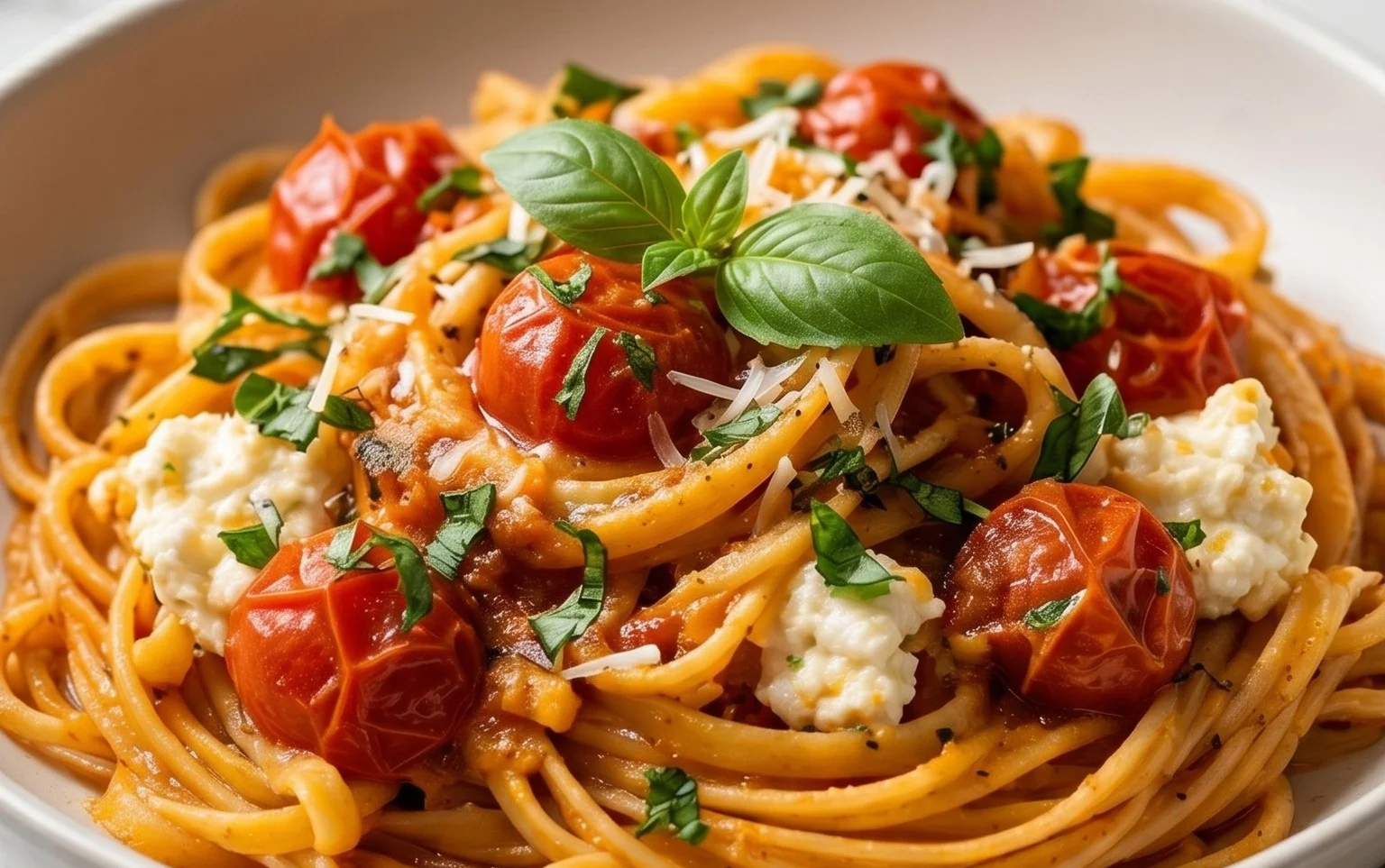 Roasted Tomato and Garlic Ricotta Pasta