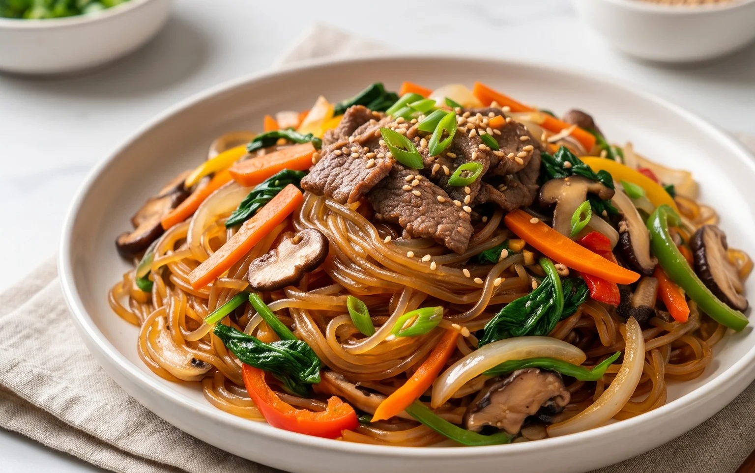 Japchae (Korean Glass Noodle Stir Fry)
