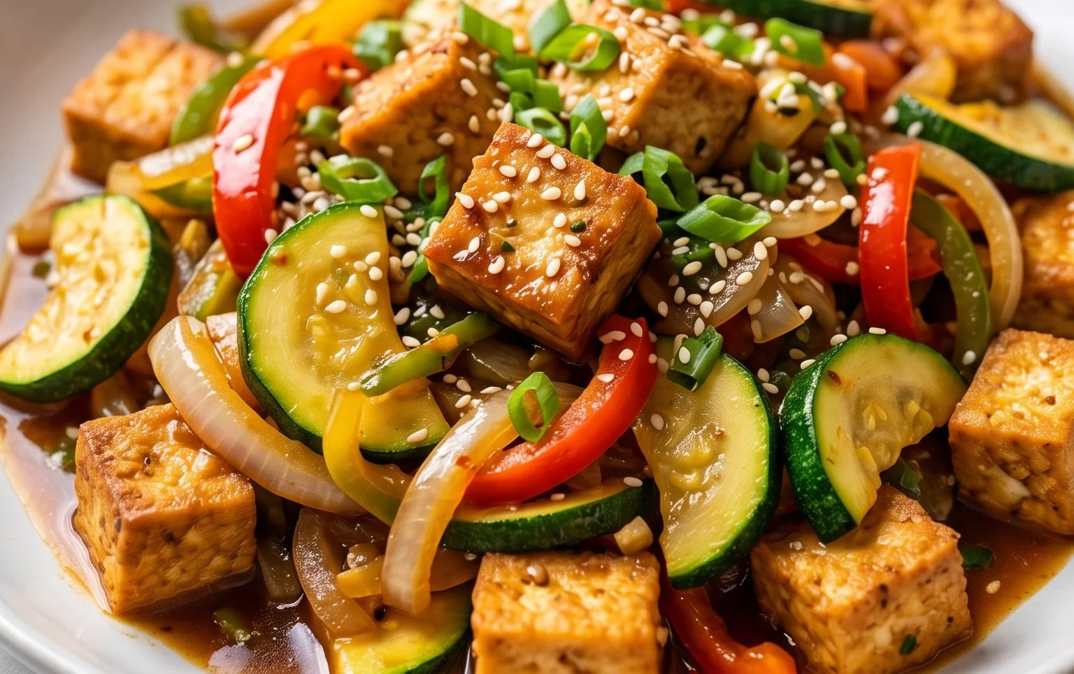 Zucchini Stir Fry With Tofu (Vegan)