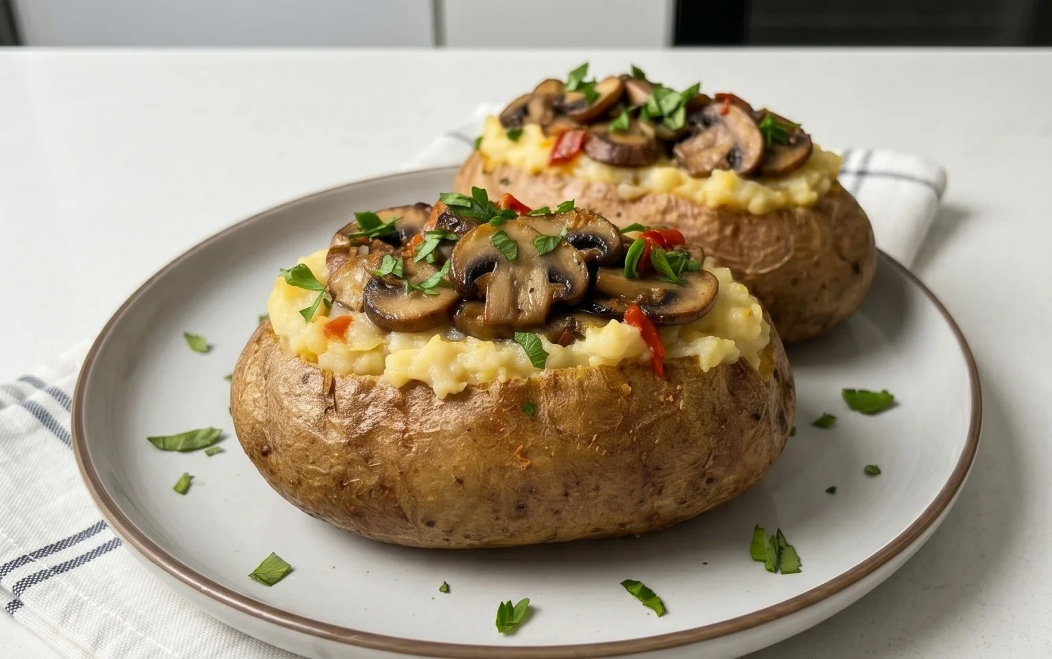 The Ultimate Stuffed Baked Potatoes with Mushrooms