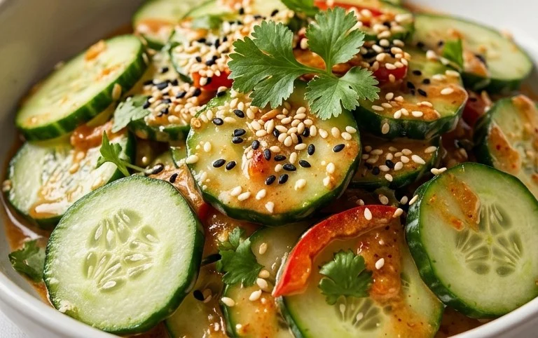 Creamy Asian Cucumber Salad Bowl