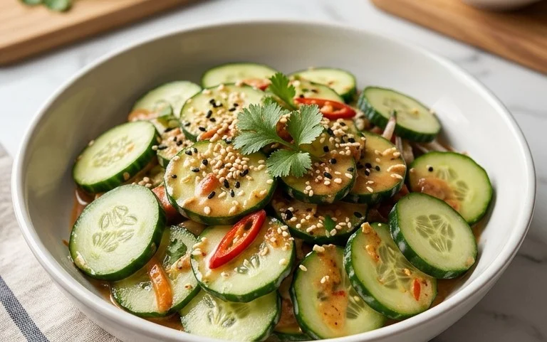 Creamy Asian Cucumber Salad Bowl