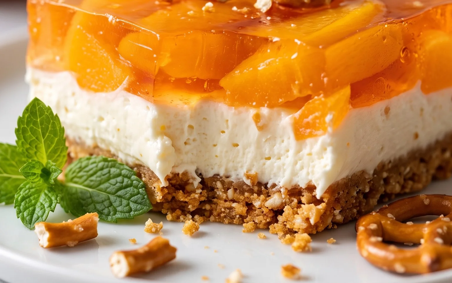 Peach Pretzel Salad Dessert