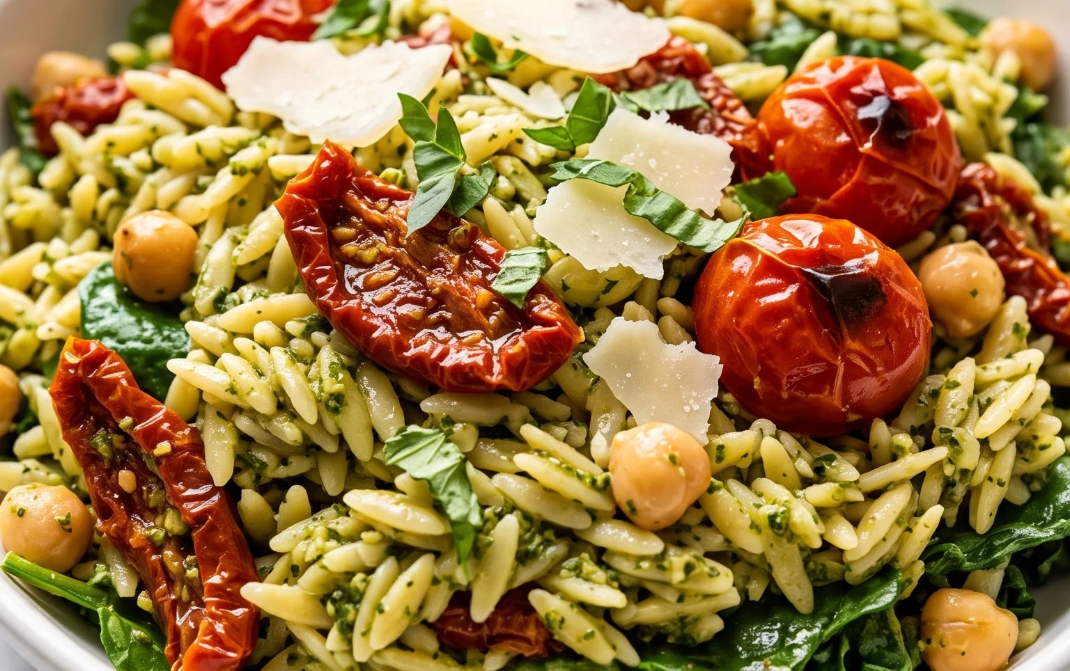 Sun Dried Tomato Orzo Pesto Salad