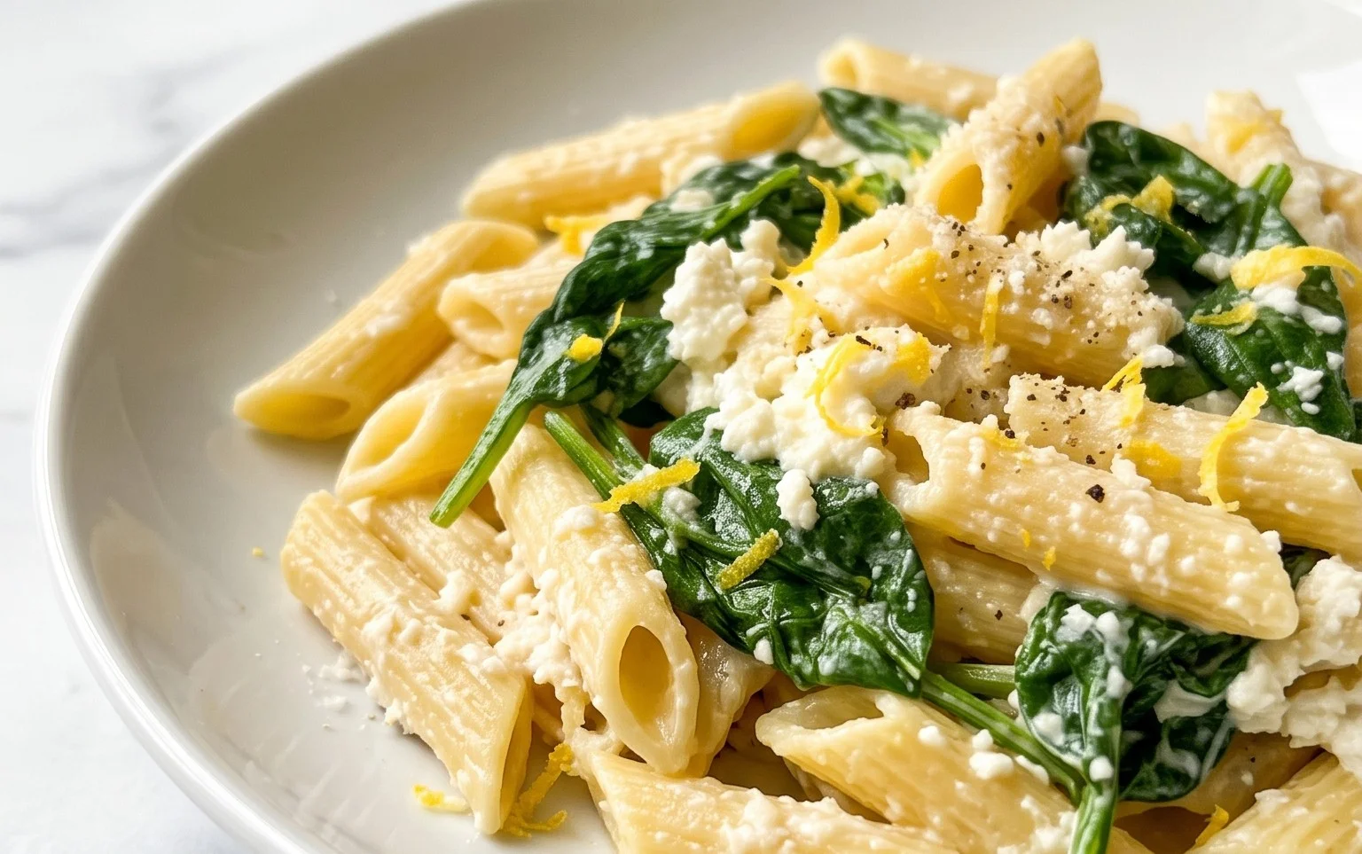 Lemon ricotta pasta & spinach