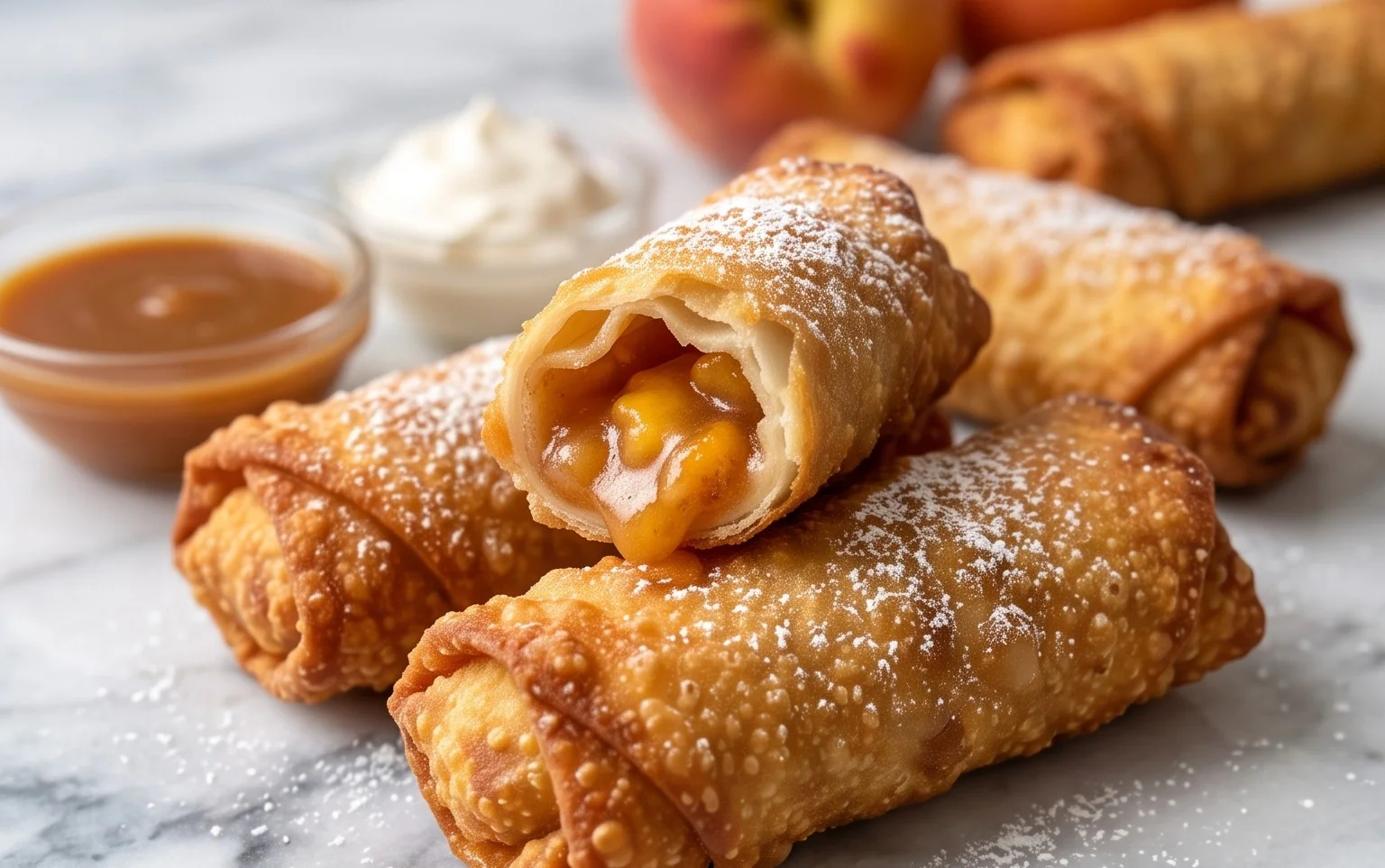 Peach Cobbler Egg Rolls