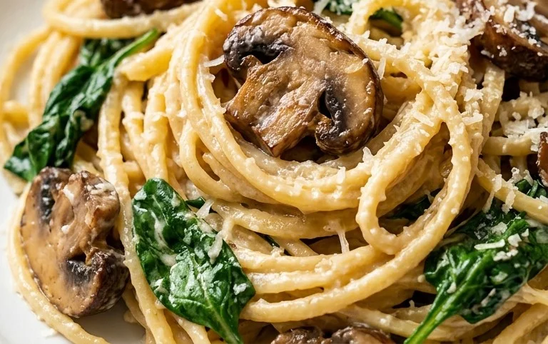Parmesan Spinach Mushroom Pasta Skillet