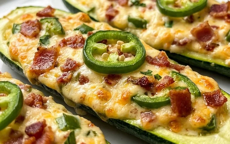 Jalapeno Popper Zucchini Boats