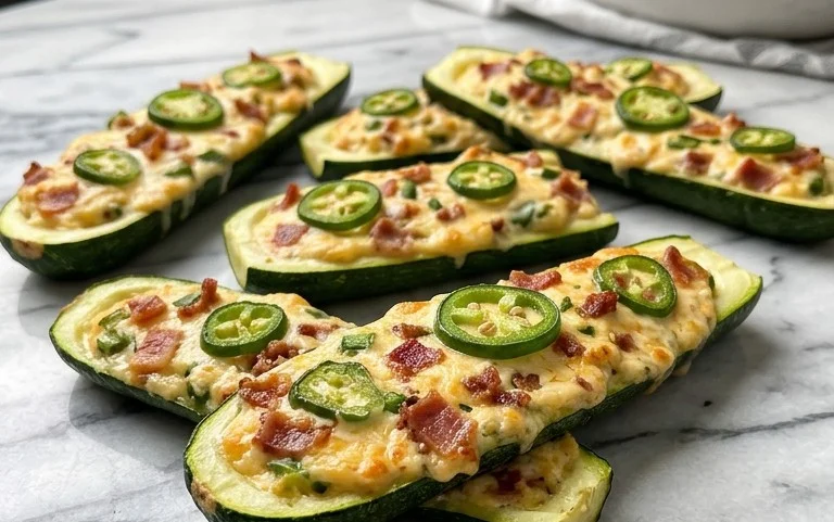 Jalapeno Popper Zucchini Boats