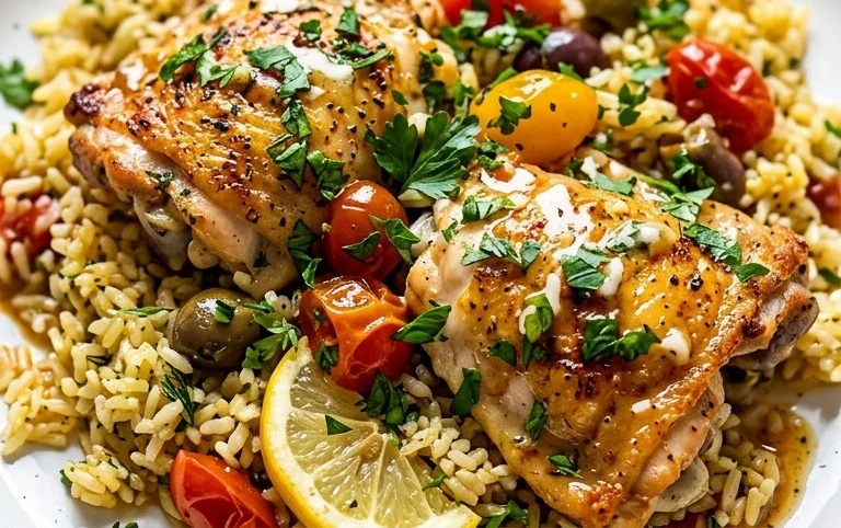 Greek Chicken and Lemon Rice (30 Minutes, One-Pot)
