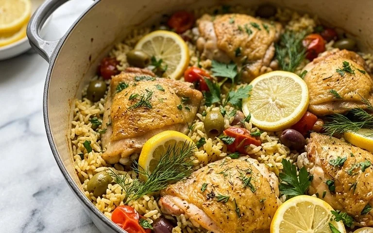 Greek Chicken and Lemon Rice (30 Minutes, One-Pot)