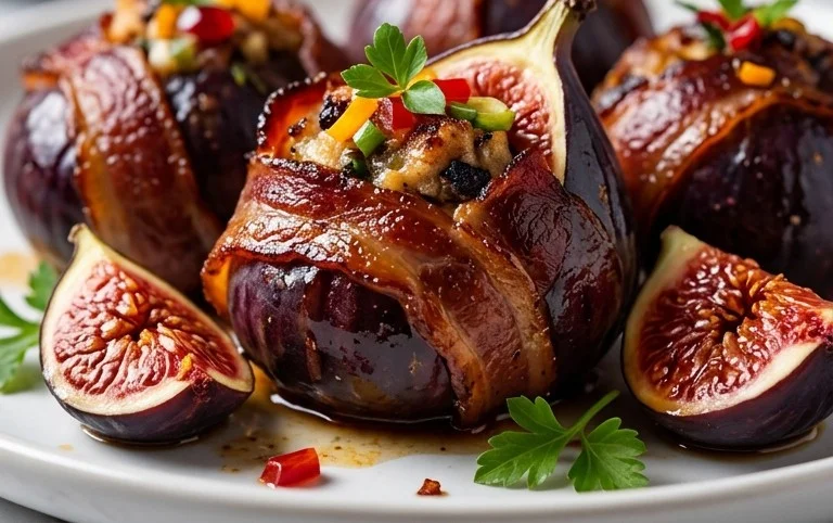 Beef Bacon Wrapped Stuffed Figs