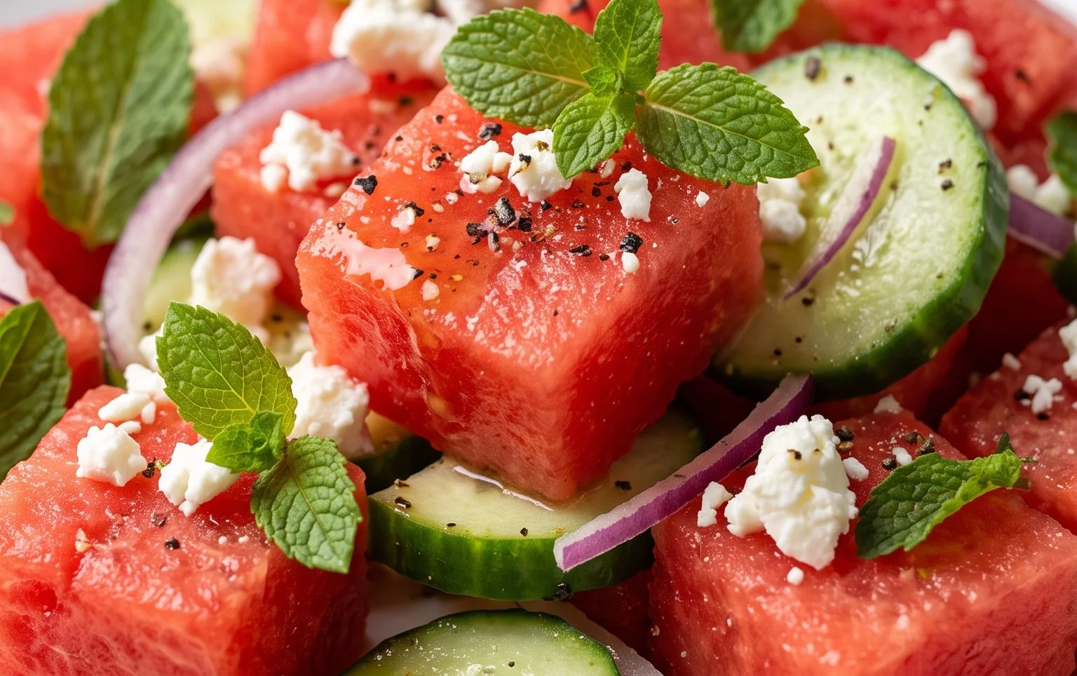 Watermelon Salad with Cucumber and Feta