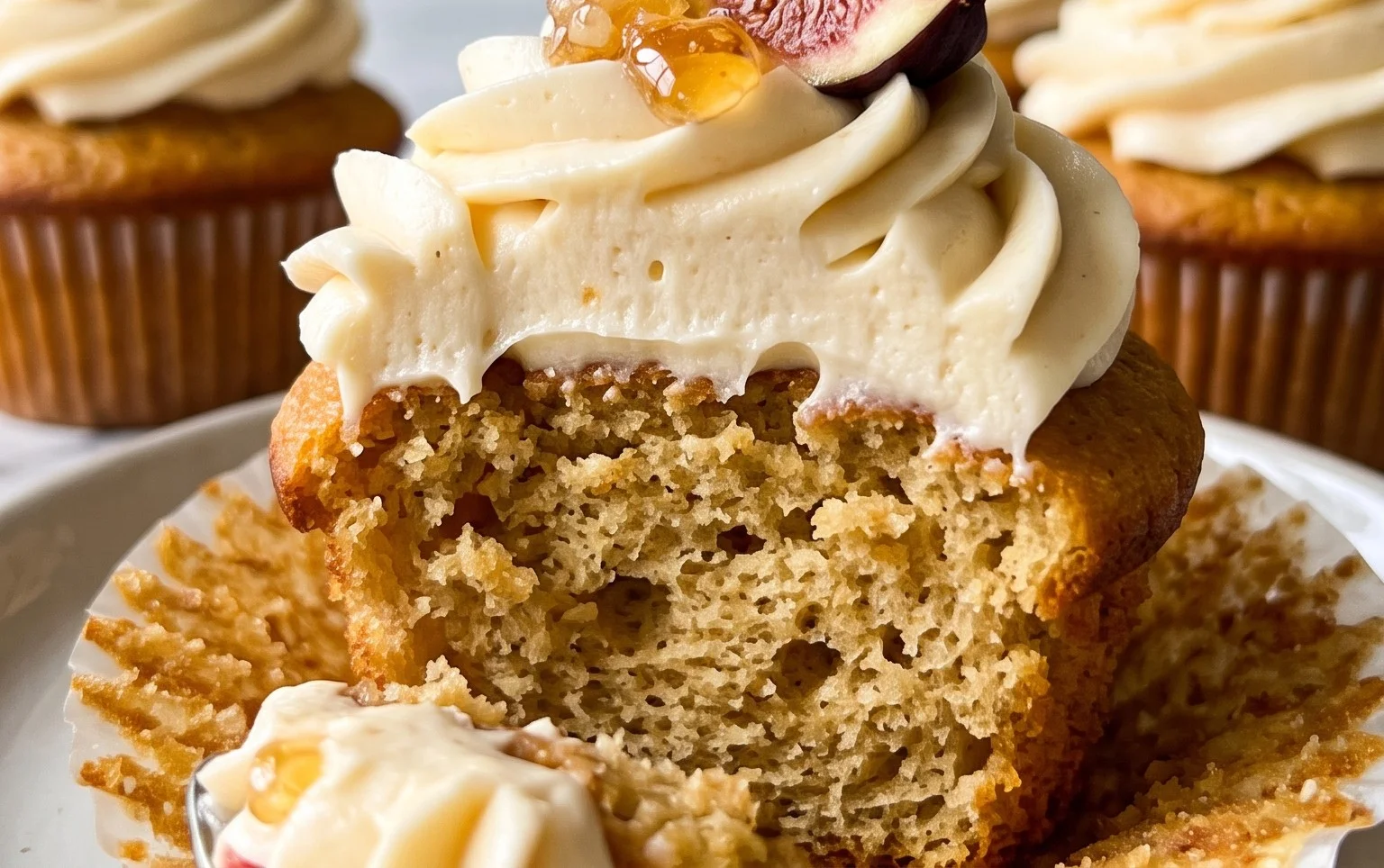 Fig Cupcakes with Honey Cream Cheese Frosting
