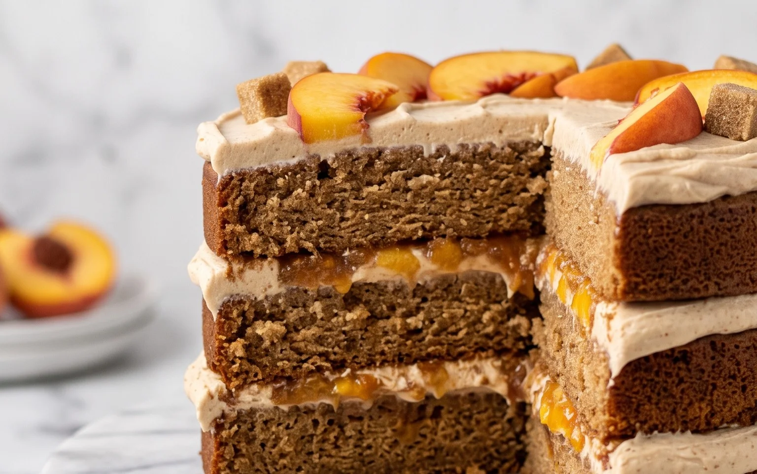 Brown Sugar Layer Cake with Peach Filling