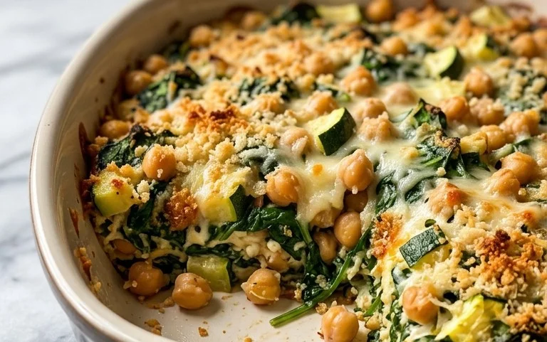 Spinach Zucchini Chickpea Bake